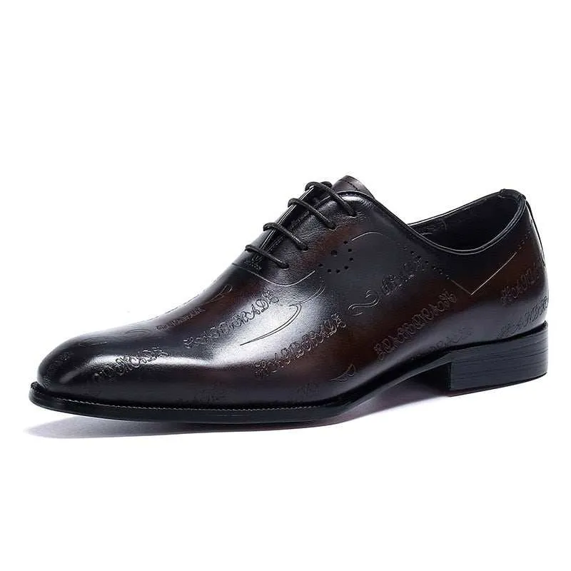 Men's Wedding Oxford Shoes Brown Genuine Leather Shoes