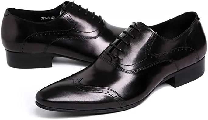 Men's Wingtip Brogue Pointed Toe Oxfords