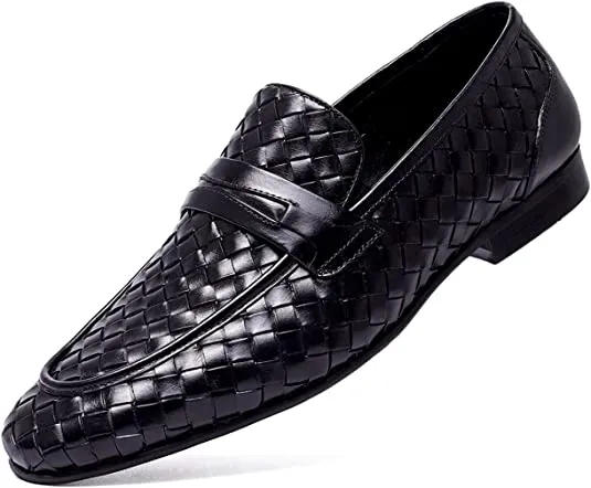 Men's Woven Penny Loafers Brown Black