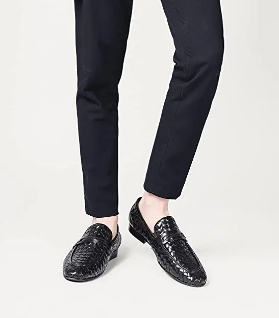 Men's Woven Penny Loafers Brown Black