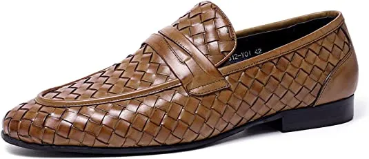 Men's Woven Penny Loafers Brown Black