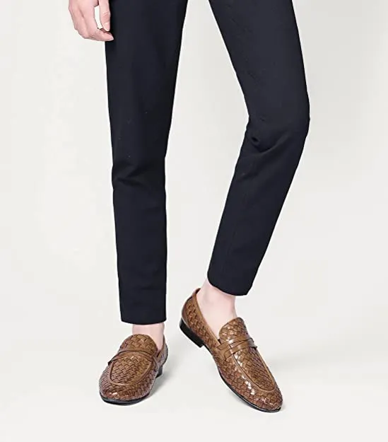 Men's Woven Penny Loafers Brown Black