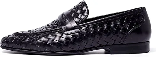 Men's Woven Penny Loafers Brown Black