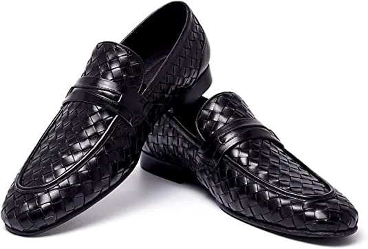 Men's Woven Penny Loafers Brown Black