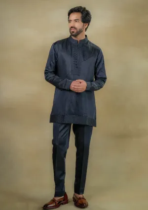 Midnight blue short kurta and trousers