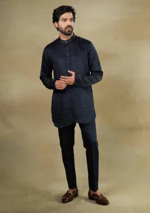Midnight blue short kurta and trousers