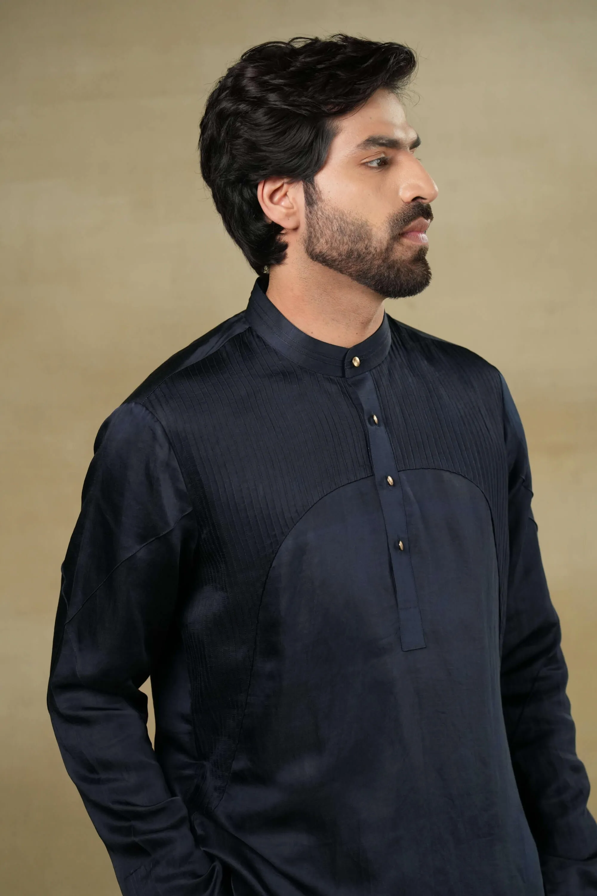 Midnight blue short kurta and trousers