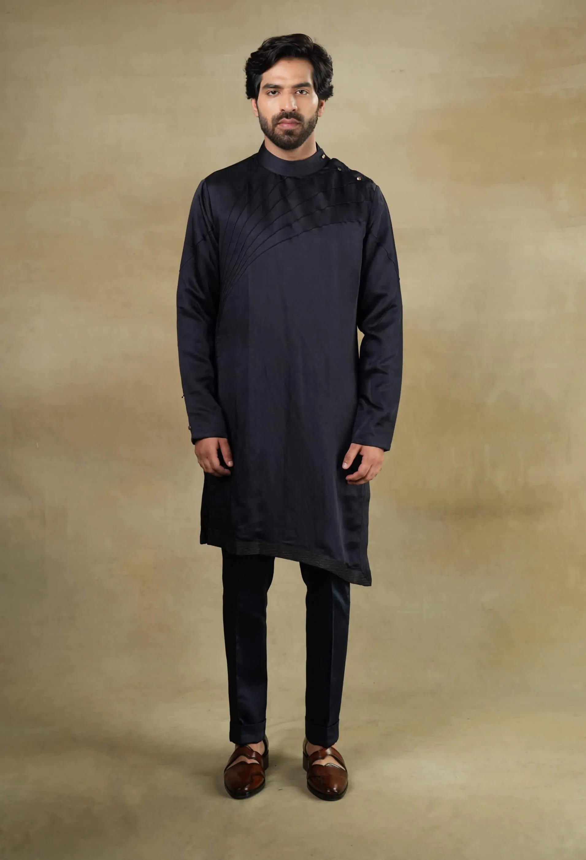 Midnight blue shrug and kurta set