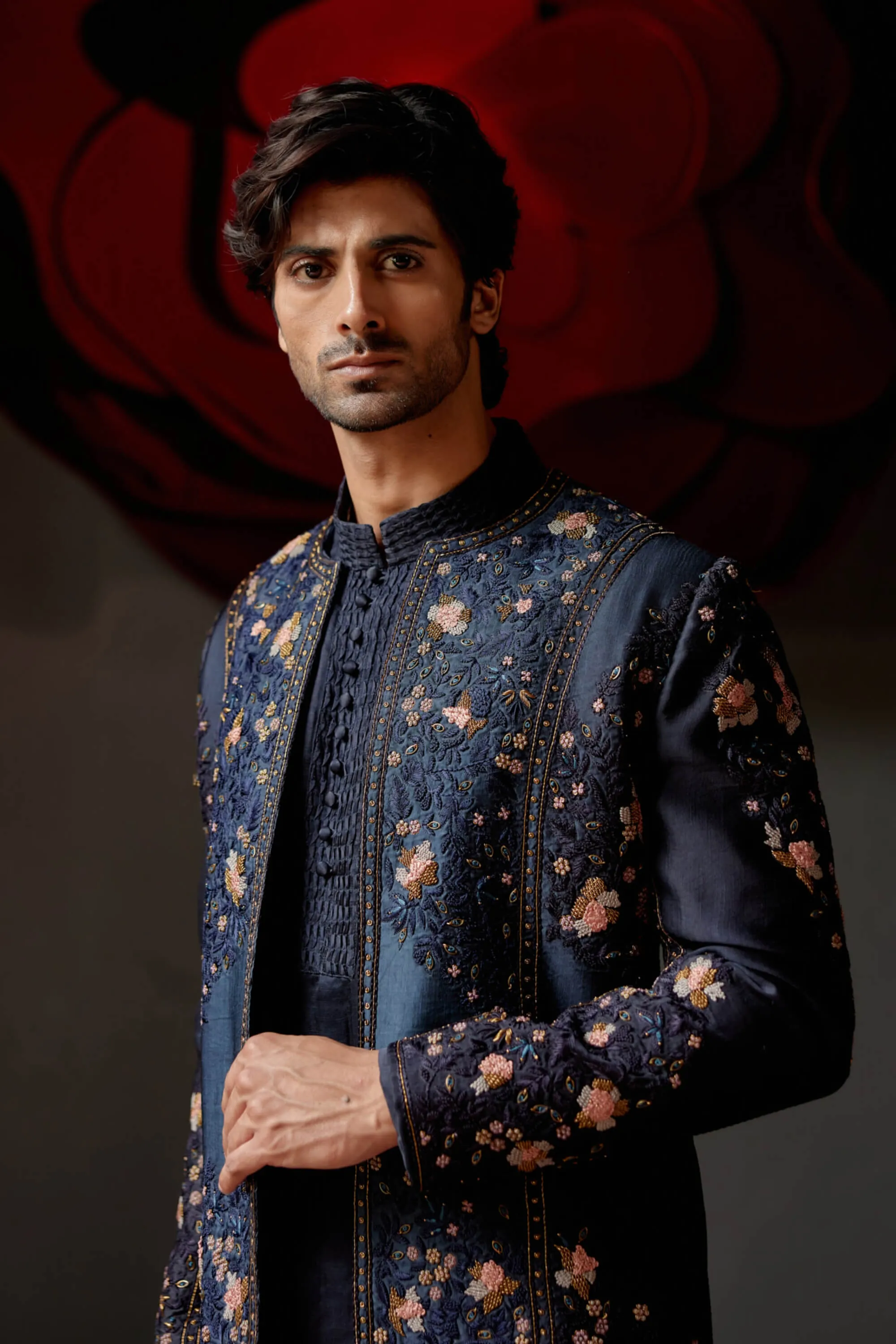 Midnight omber short jacket and kurta set