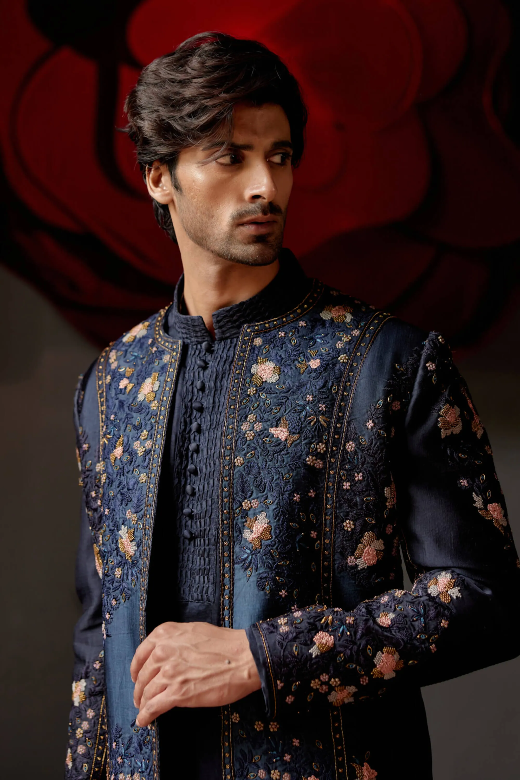 Midnight omber short jacket and kurta set