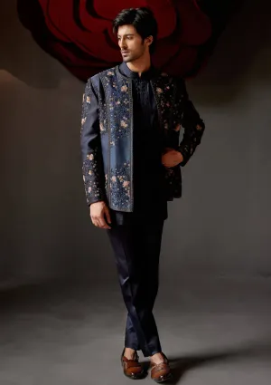 Midnight omber short jacket and kurta set