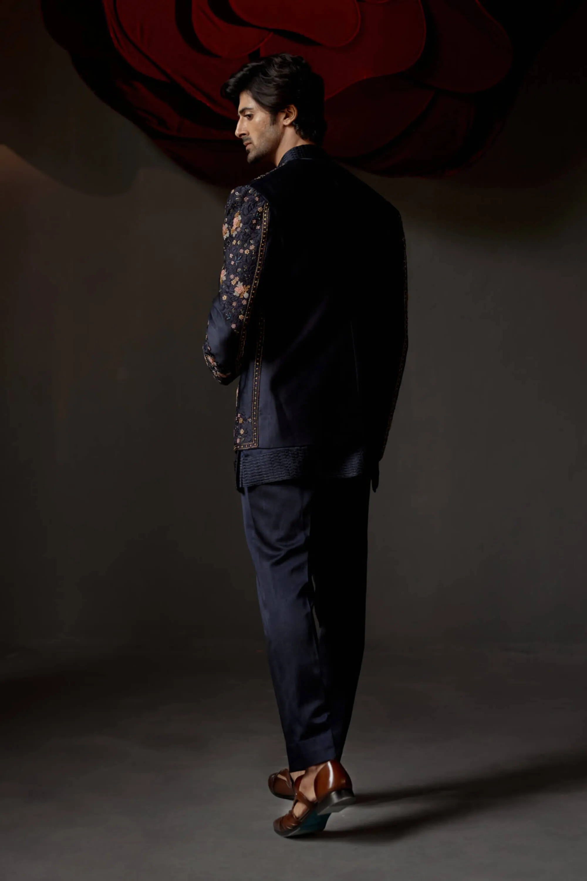 Midnight omber short jacket and kurta set