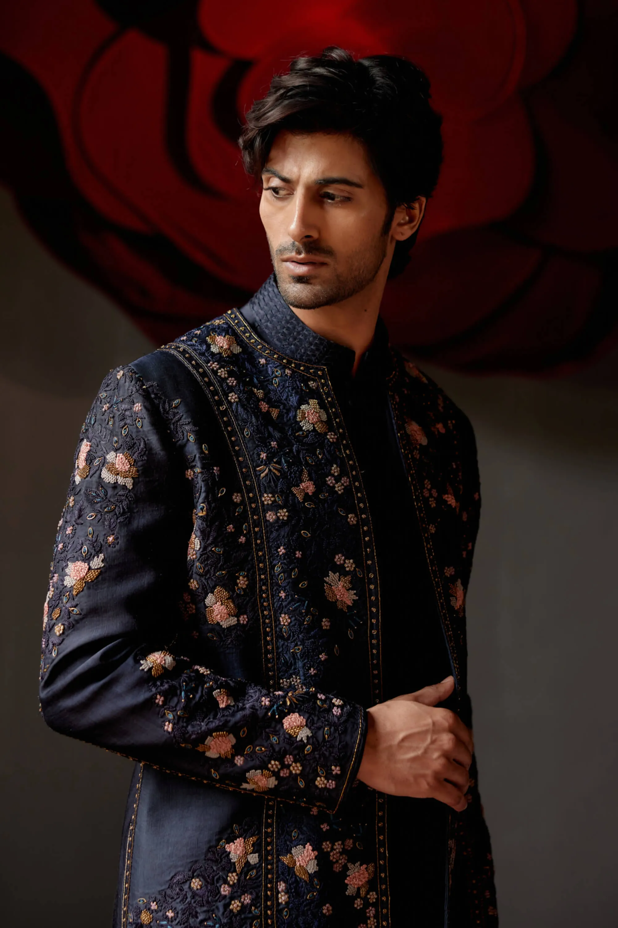 Midnight omber short jacket and kurta set