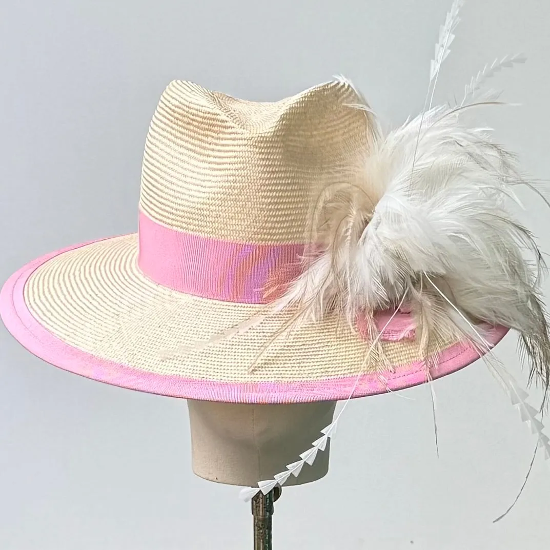 Mimi Fedora in Cream and Pink