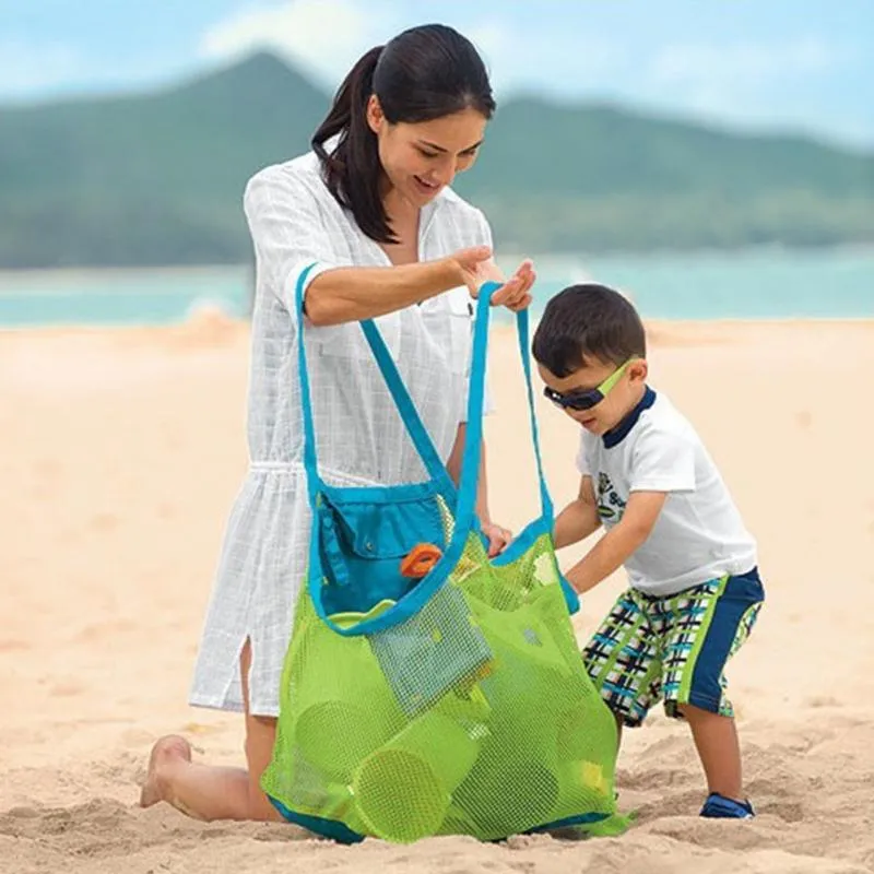 Mom Baby Beach Bags Women Kids Mesh Bag Big Size Storage Handbag
