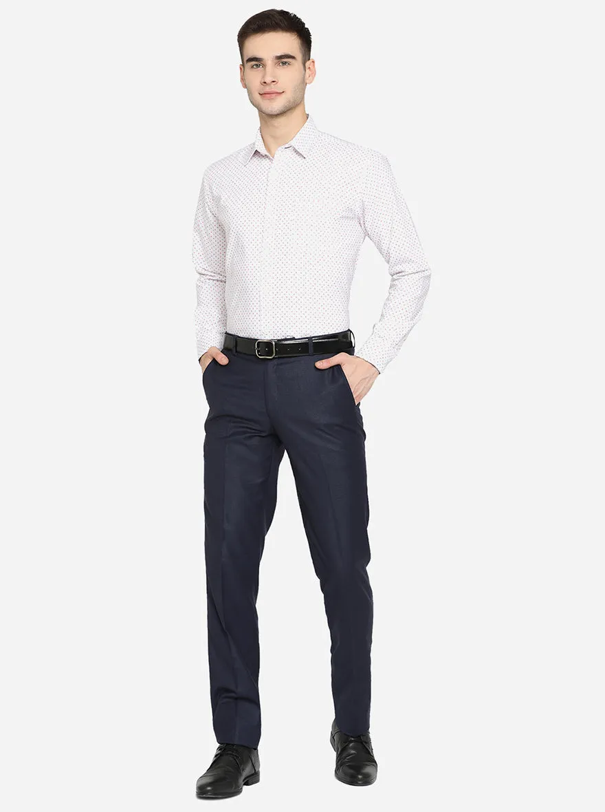 Navy Blue Solid Slim Fit Formal Trouser | JB Studio