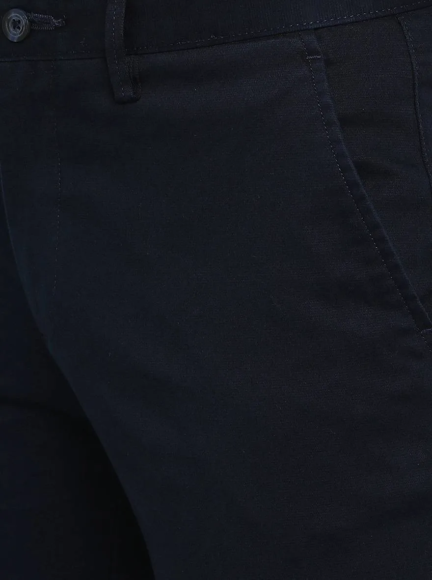 Navy Blue Solid Super Slim Fit Casual Trouser | Greenfibre