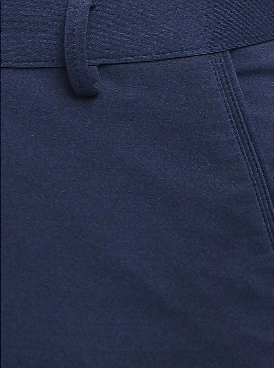 Navy Blue Solid Venice Fit Casual Trouser | JadeBlue