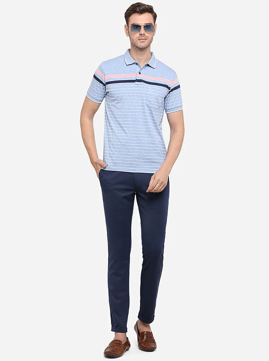Navy Blue Solid Venice Fit Casual Trouser | JadeBlue