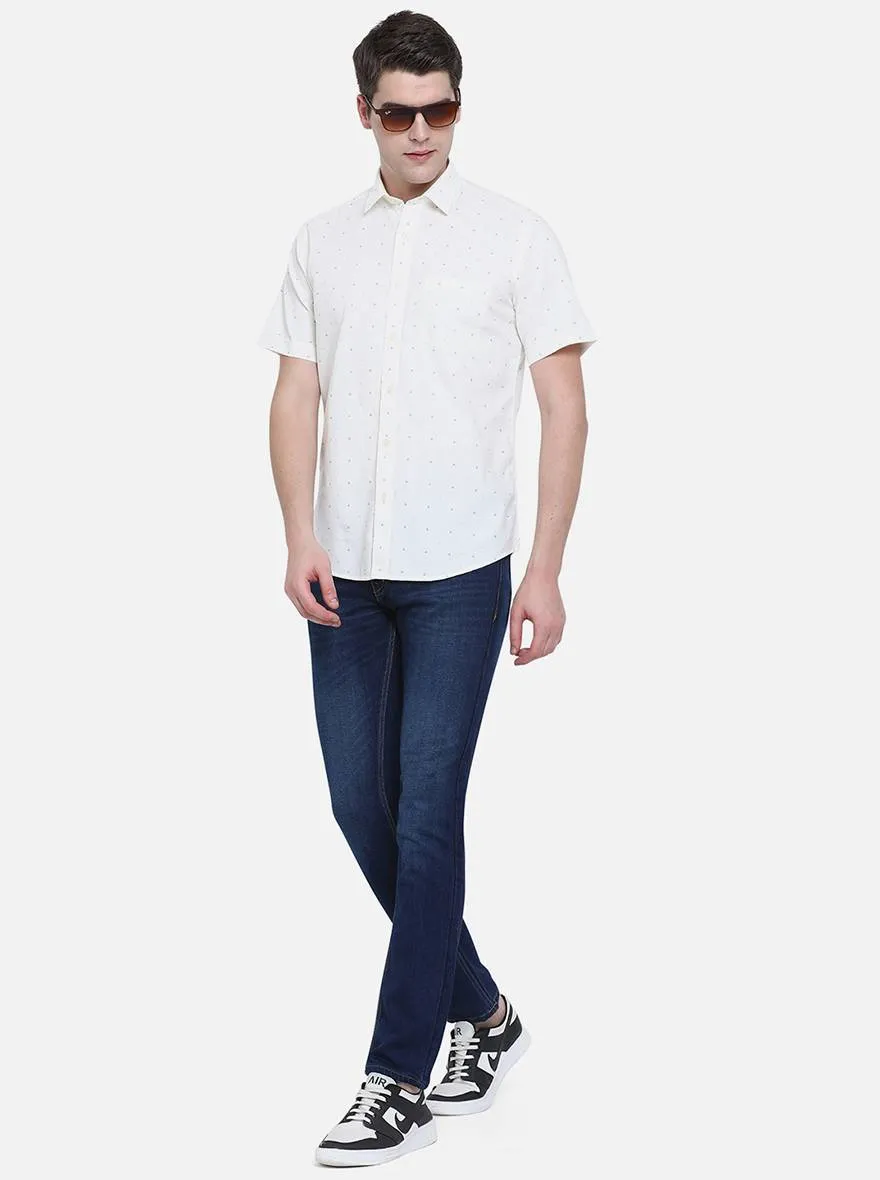 Off-White Printed Slim Fit Casual Shirt | JadeBlue