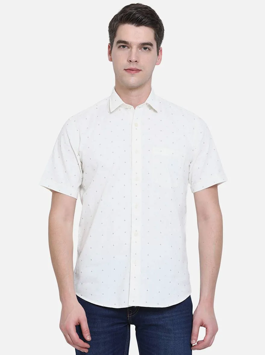 Off-White Printed Slim Fit Casual Shirt | JadeBlue