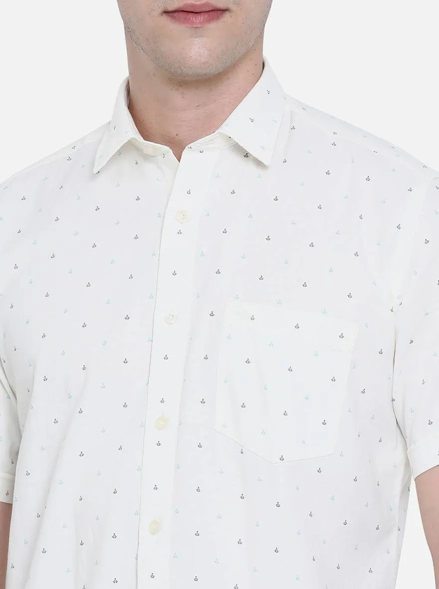 Off-White Printed Slim Fit Casual Shirt | JadeBlue