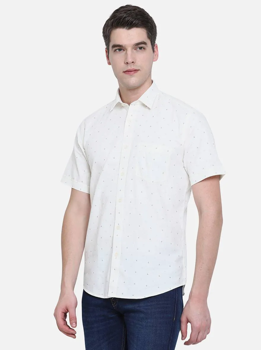 Off-White Printed Slim Fit Casual Shirt | JadeBlue