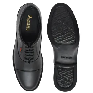 OstrichFit HANDCRAFTED OXFORD BLACK PLAIN FORMAL LACEUP DERBY SHOES WITH CAP TOE FOR MEN ART OF -PS101 BLK Article no: 02