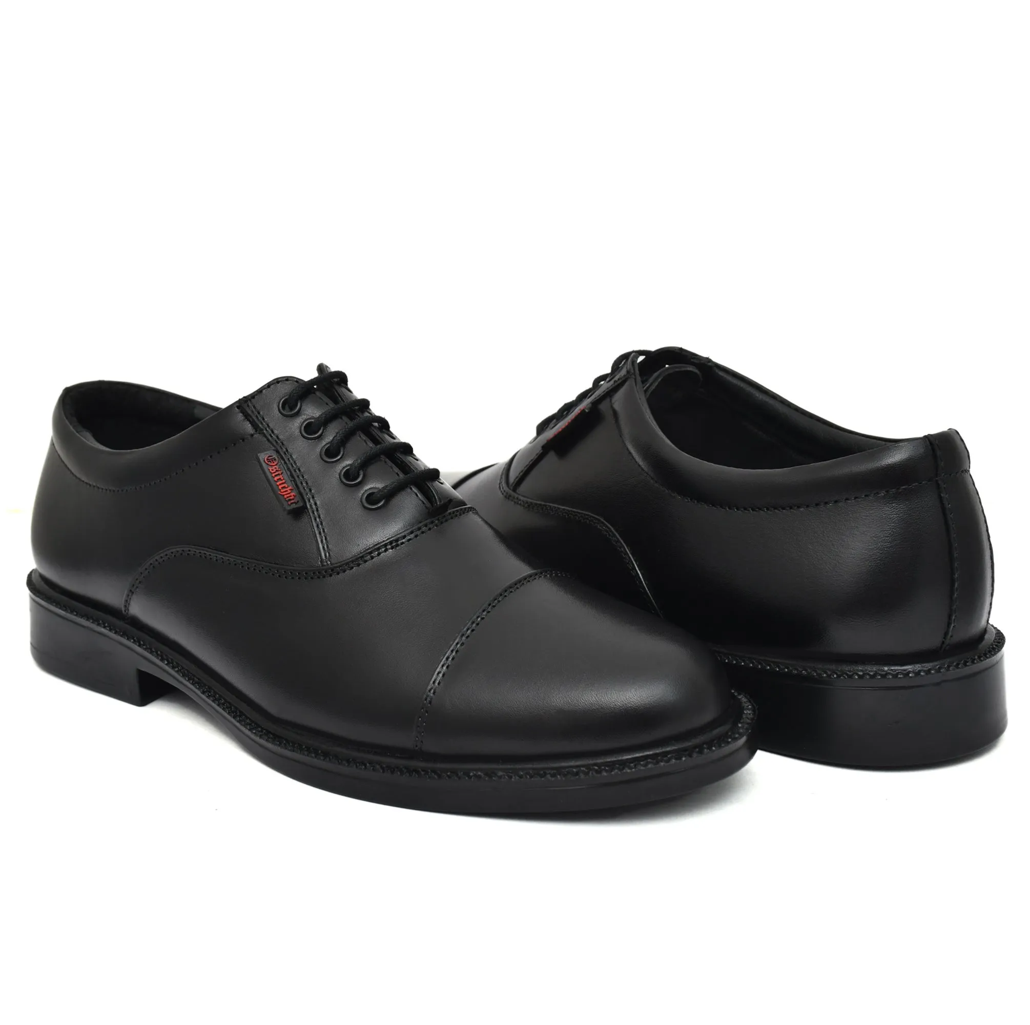 OstrichFit HANDCRAFTED OXFORD BLACK PLAIN FORMAL LACEUP DERBY SHOES WITH CAP TOE FOR MEN ART OF -PS101 BLK Article no: 02
