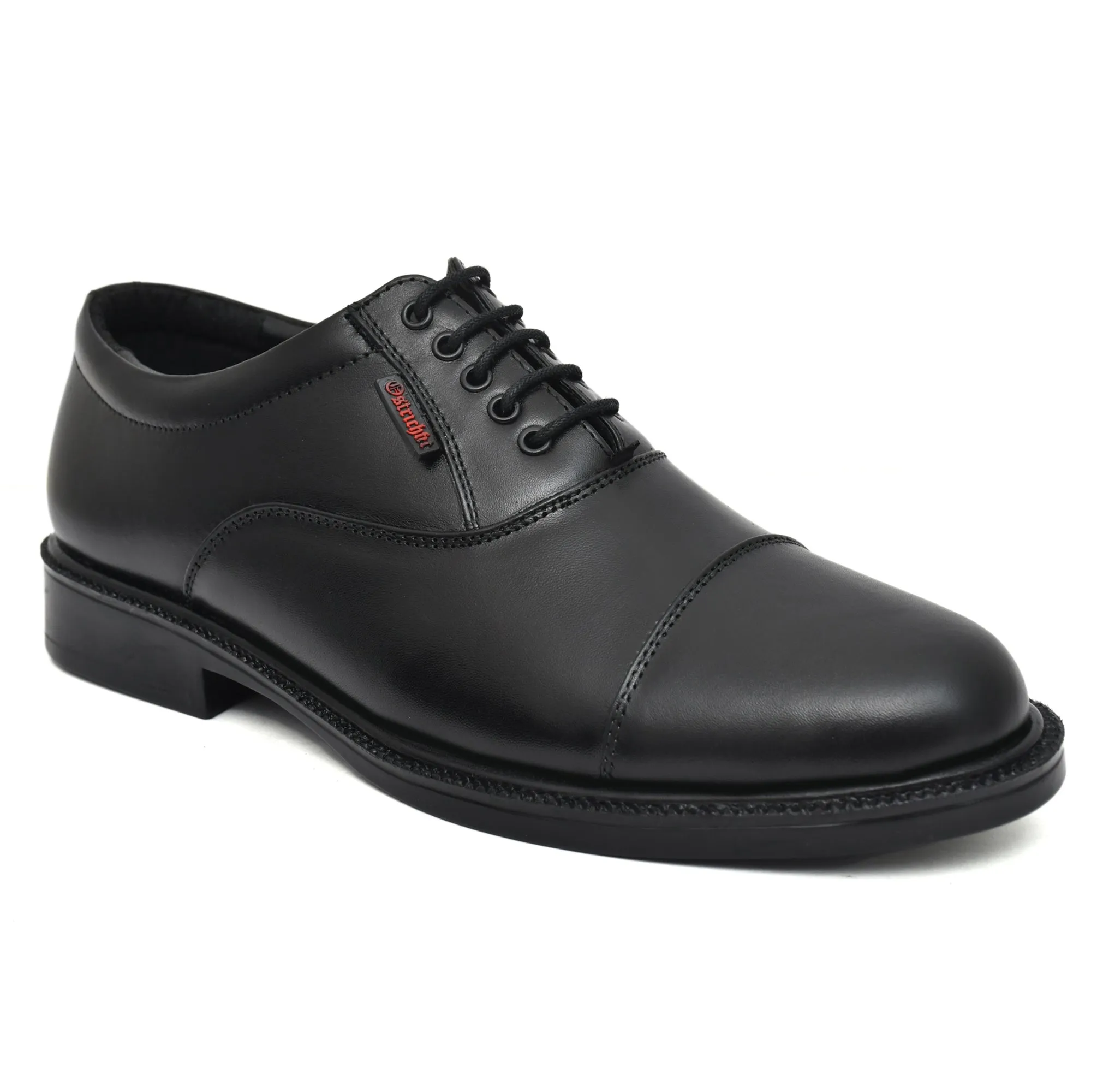 OstrichFit HANDCRAFTED OXFORD BLACK PLAIN FORMAL LACEUP DERBY SHOES WITH CAP TOE FOR MEN ART OF -PS101 BLK Article no: 02