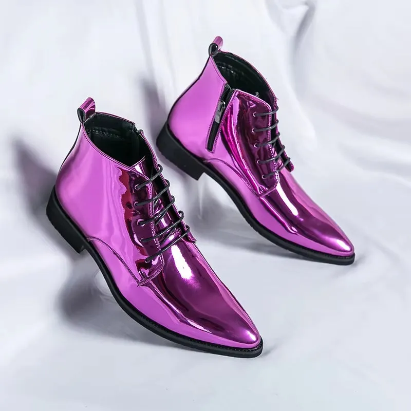 Oxford Shoes Men Dress Bling Purple Shoes
