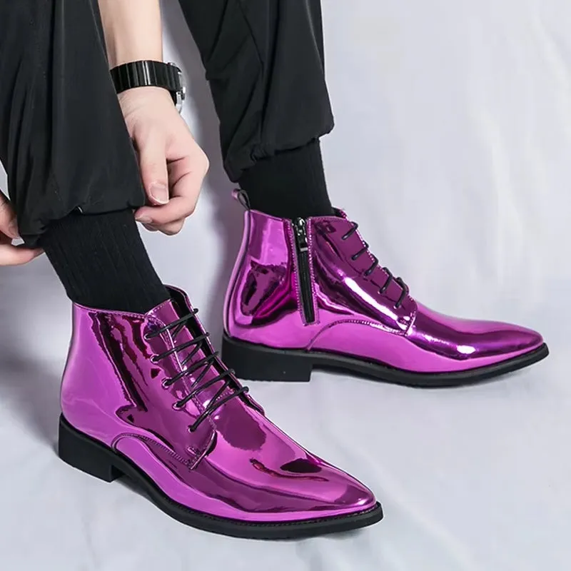 Oxford Shoes Men Dress Bling Purple Shoes