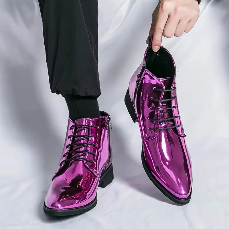 Oxford Shoes Men Dress Bling Purple Shoes
