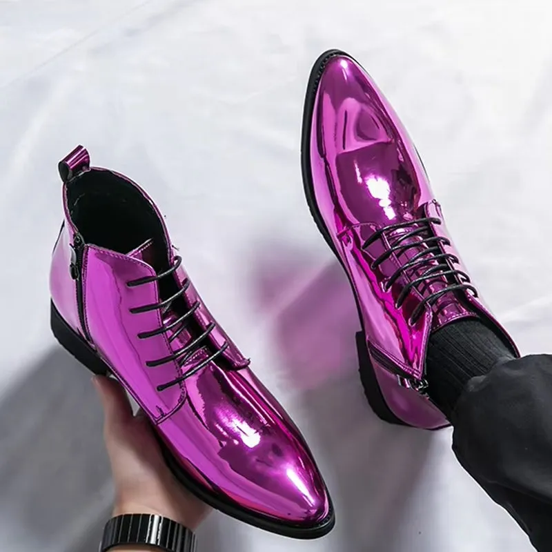 Oxford Shoes Men Dress Bling Purple Shoes