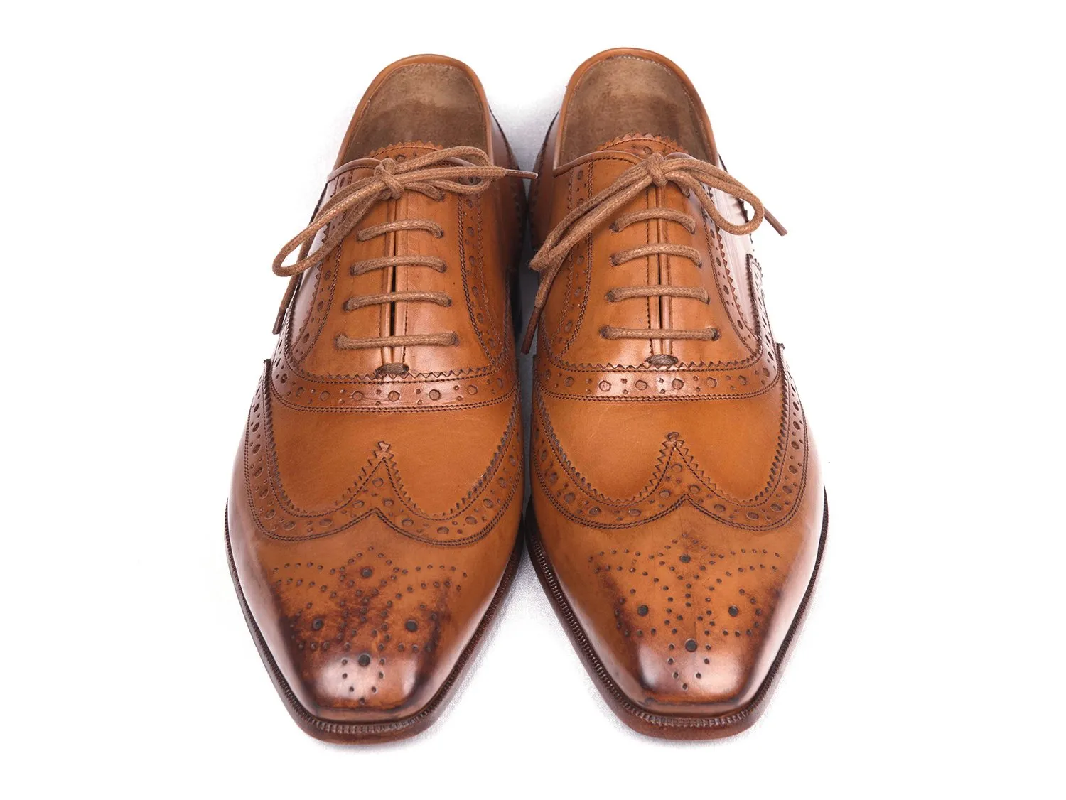 Paul Parkman Men's Leather Wingtip Oxfords in Cognac