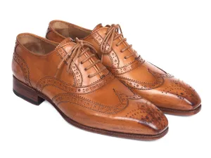Paul Parkman Men's Leather Wingtip Oxfords in Cognac