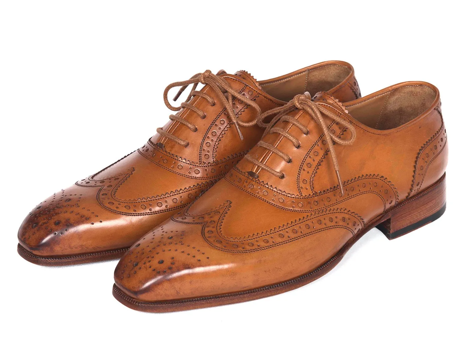 Paul Parkman Men's Leather Wingtip Oxfords in Cognac