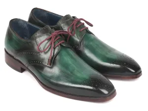 Paul Parkman Men's Medallion Toe Derby Shoes in Green