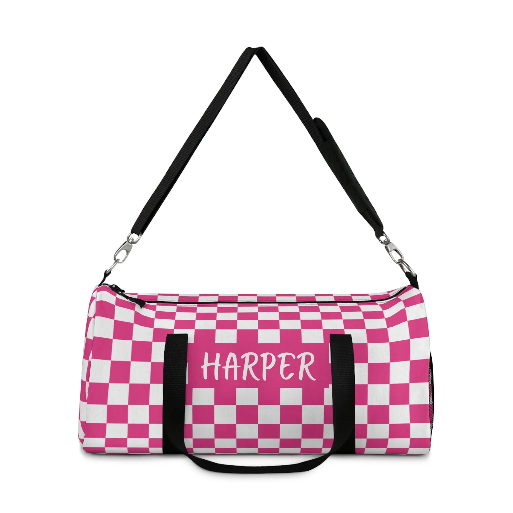 Pink Checks Duffel Bag (INCLUDE CUSTOM NAME & FONT OPTION IN NOTES AT CHECKOUT)