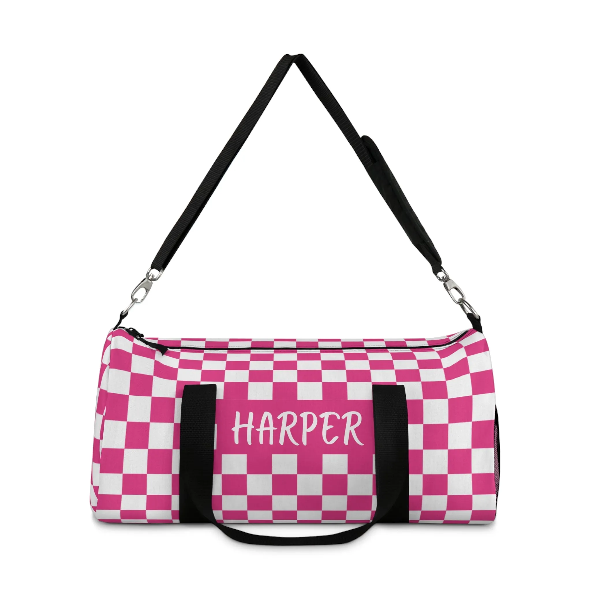 Pink Checks Duffel Bag (INCLUDE CUSTOM NAME & FONT OPTION IN NOTES AT CHECKOUT)