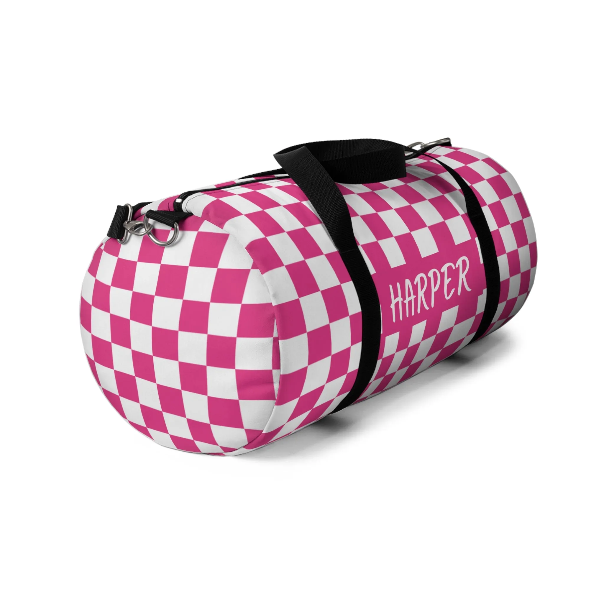 Pink Checks Duffel Bag (INCLUDE CUSTOM NAME & FONT OPTION IN NOTES AT CHECKOUT)