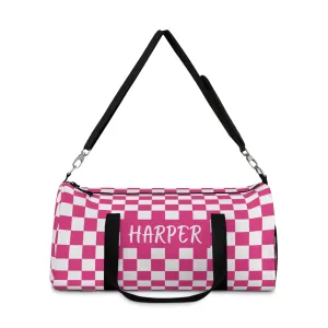 Pink Checks Duffel Bag (INCLUDE CUSTOM NAME & FONT OPTION IN NOTES AT CHECKOUT)
