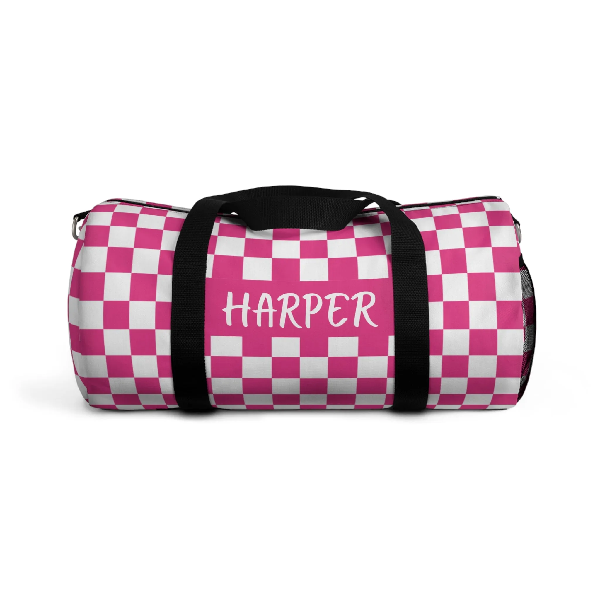 Pink Checks Duffel Bag (INCLUDE CUSTOM NAME & FONT OPTION IN NOTES AT CHECKOUT)
