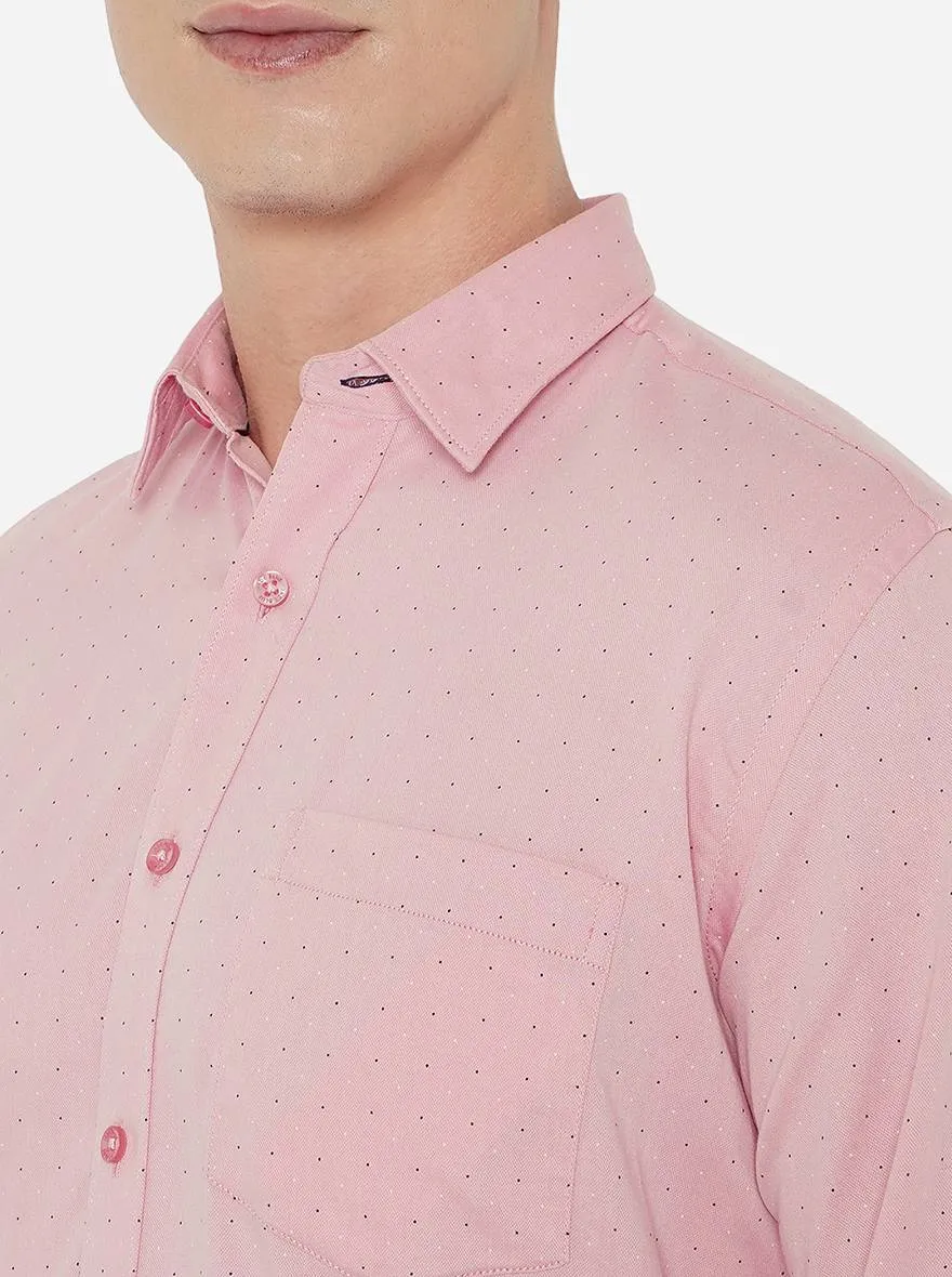Pink Printed Slim Fit Casual Shirt | JadeBlue