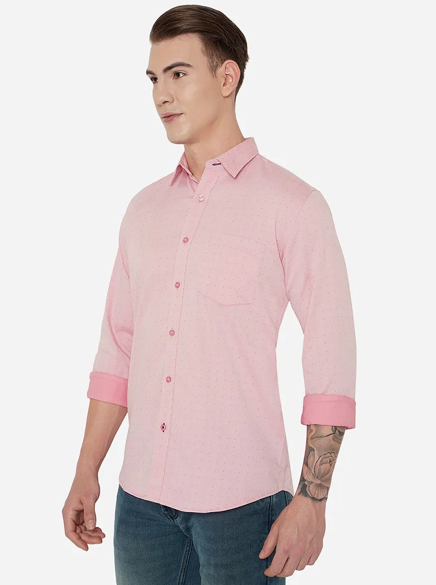 Pink Printed Slim Fit Casual Shirt | JadeBlue