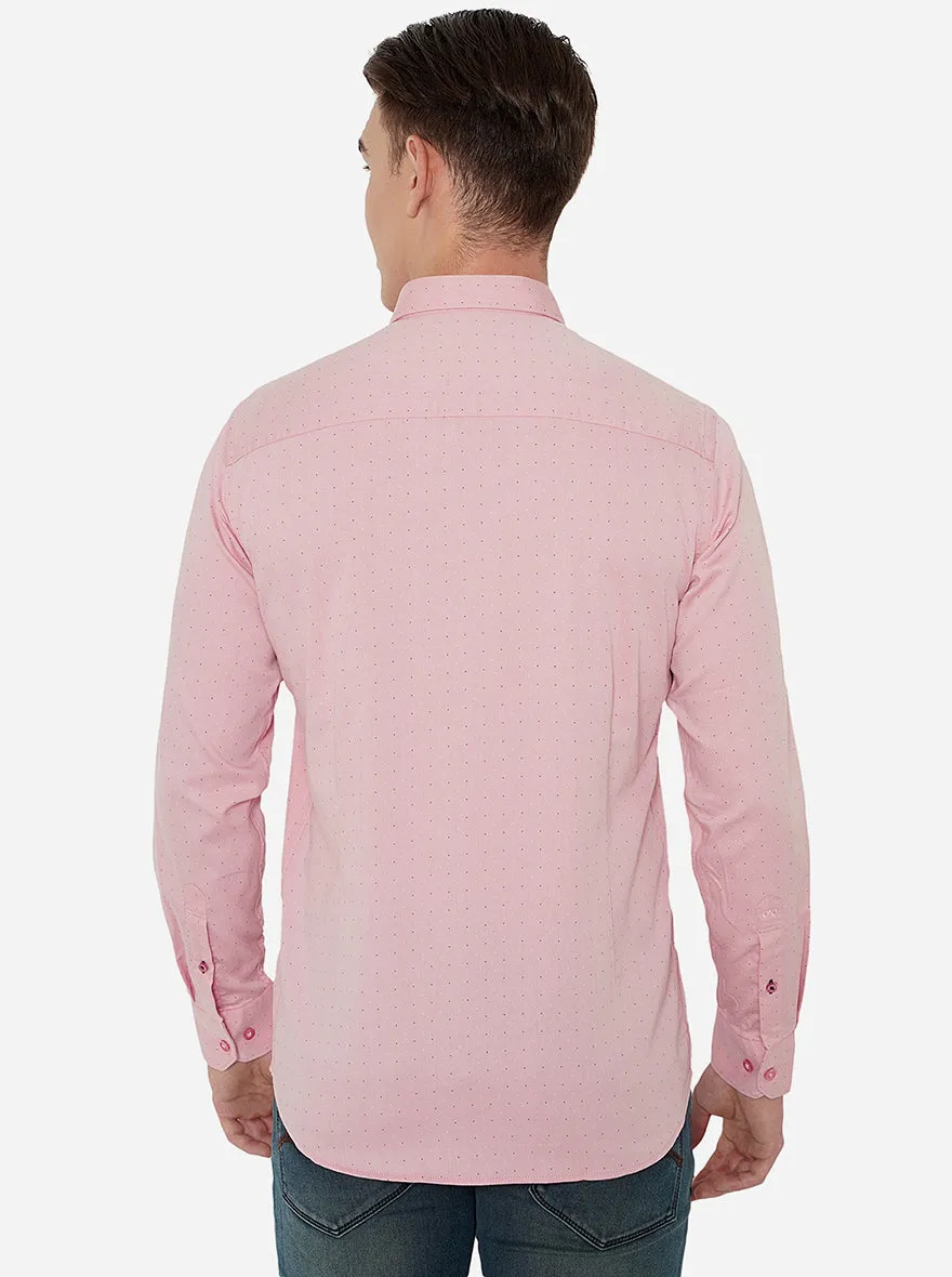 Pink Printed Slim Fit Casual Shirt | JadeBlue