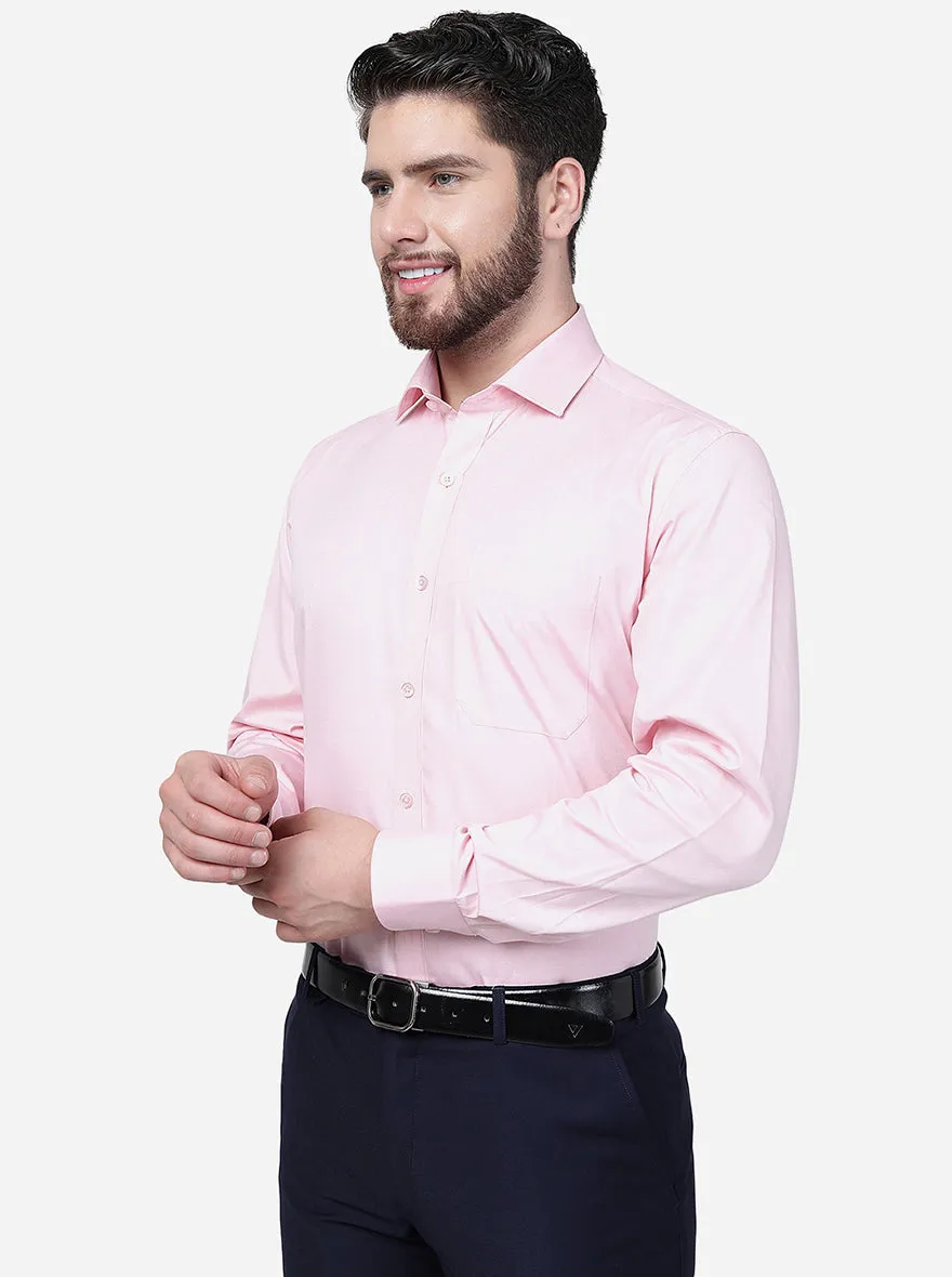 Pink Solid Regular Fit Formal Shirt | JadeBlue