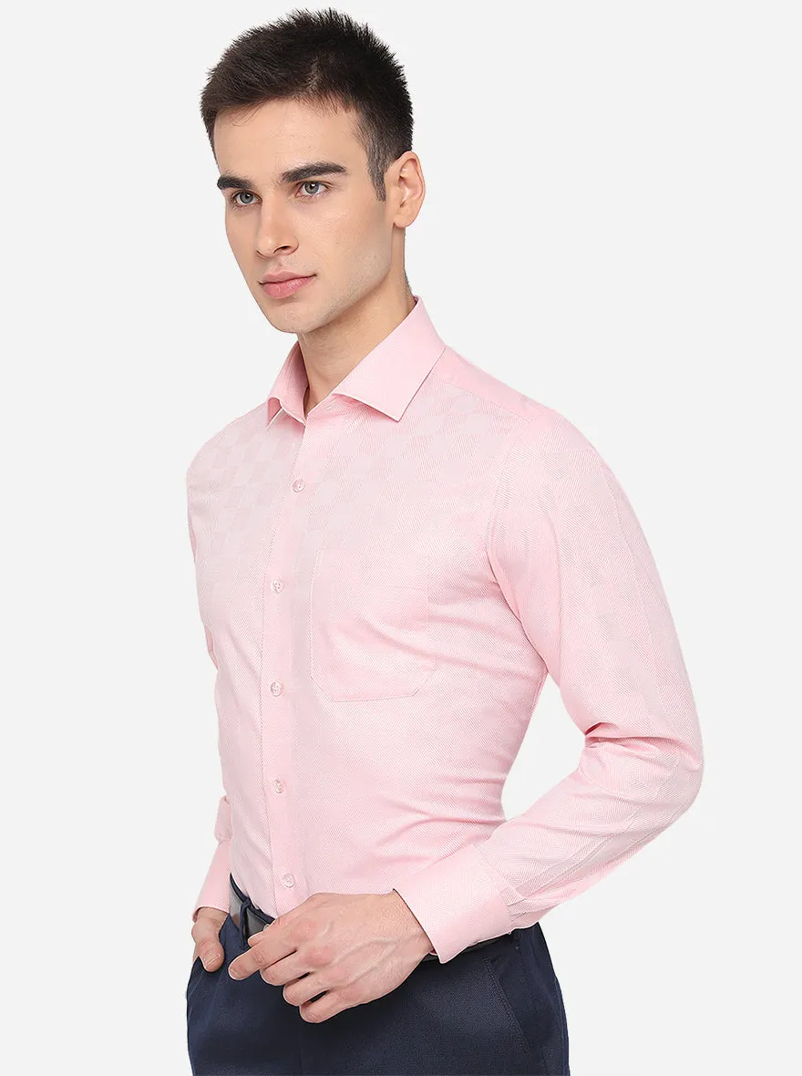 Pink Solid Slim Fit Formal Shirt | Metal