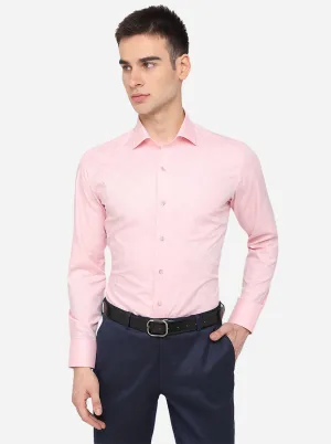Pink Solid Slim Fit Formal Shirt | Metal