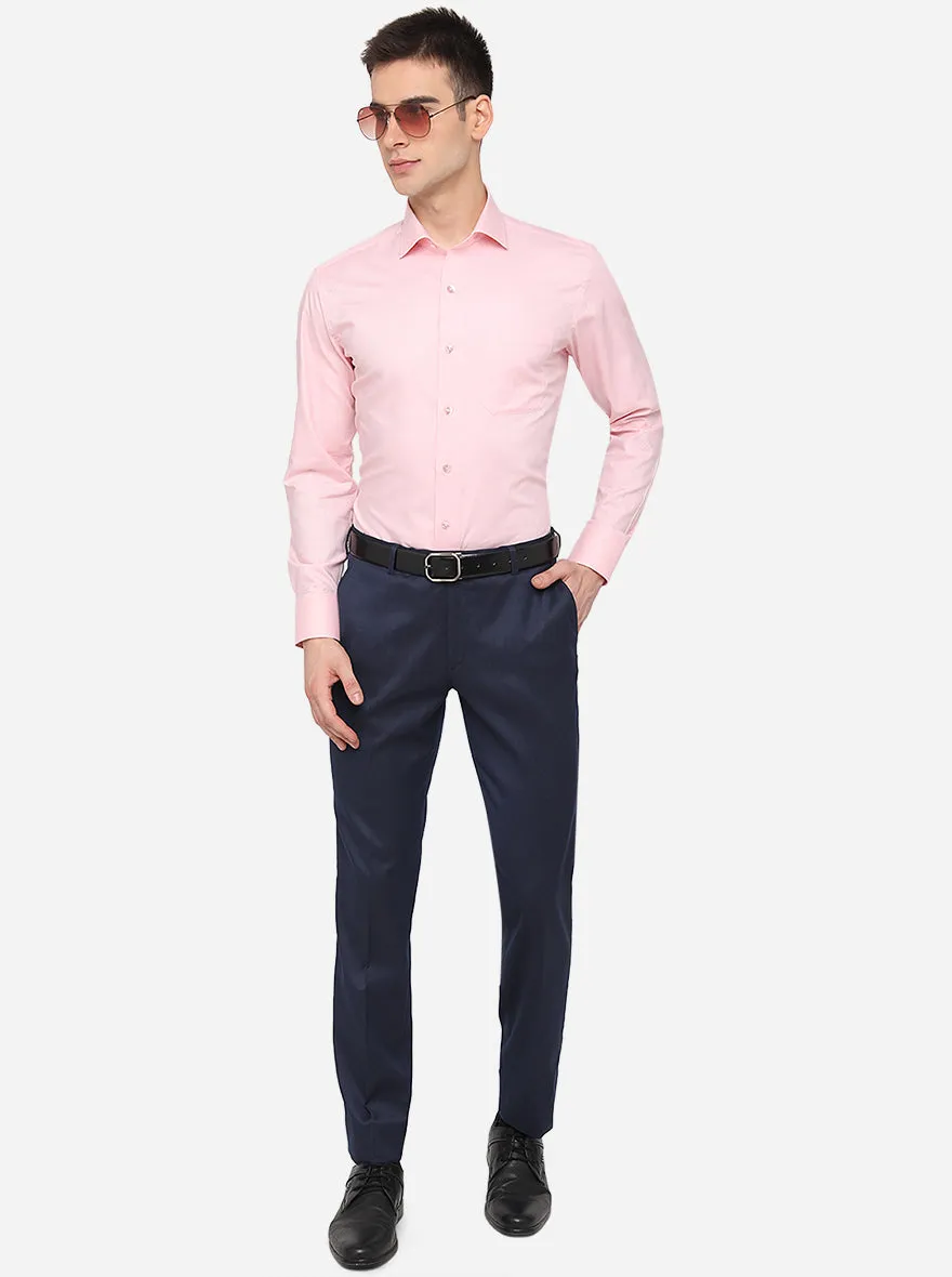 Pink Solid Slim Fit Formal Shirt | Metal